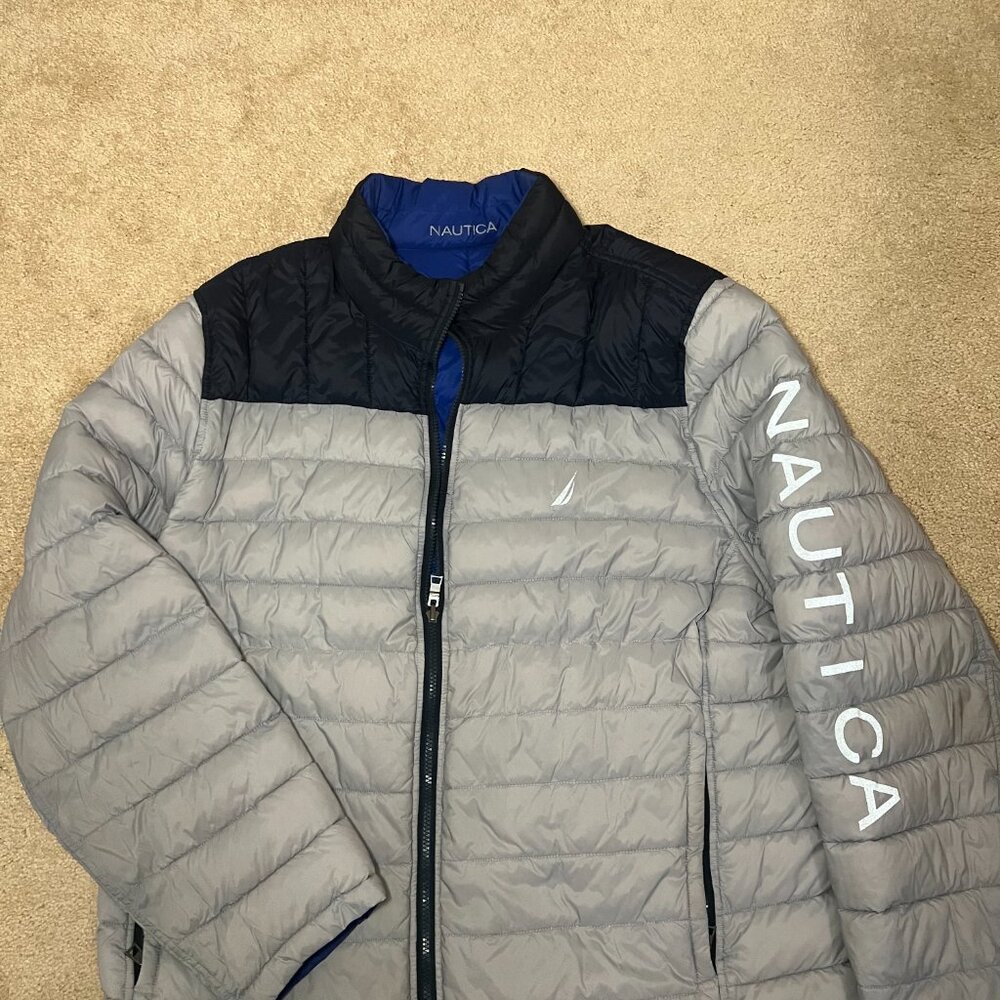 Nautica Reversible Puffer Jacket – Men’s XXL – Blue/Gray Lightweight Coat